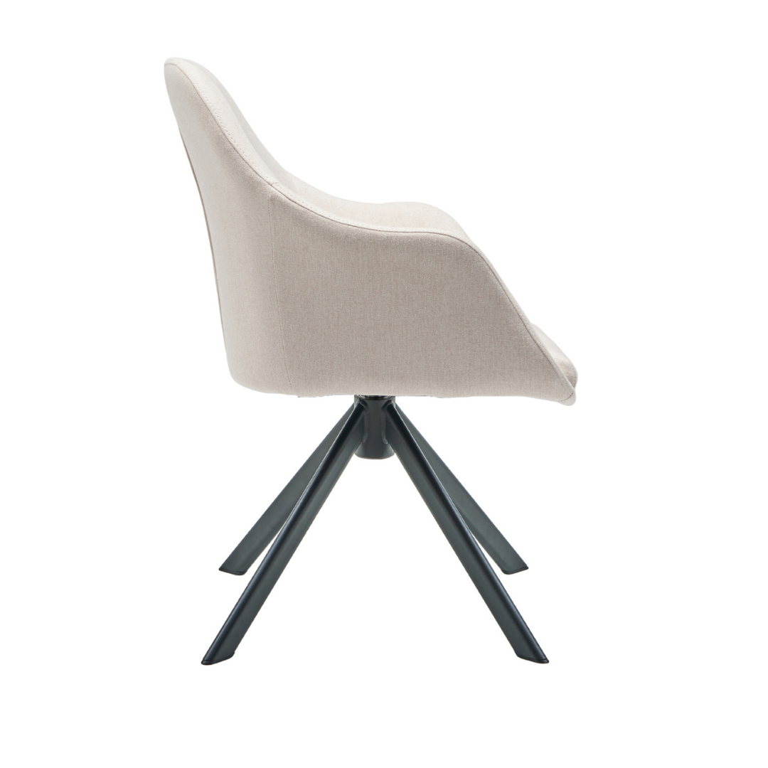 New Age Esszimmerstuhl Stoff / schwarzes Drehgestell